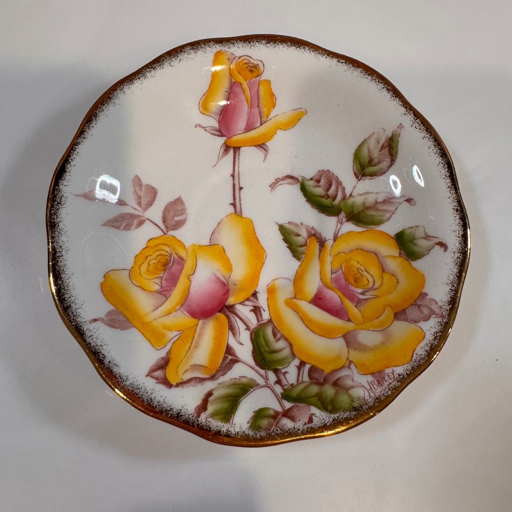 Vintage Queen Anne Windsor Rose Saucer Porcelain Yellow Floral‎ Tea Coffee